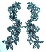 Gunmetal Mirror Pair Sequin Beaded Appliques 0183X