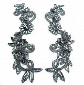 Gunmetal Mirror Pair Sequin Beaded Appliques 0183X