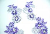 Appliques Purple Silver Mirror Pair Holographic Sequin Beaded 0183