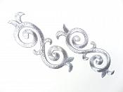 Silver Embroidered Applique Metallic Designer Scroll Motif Mirror Pair 3.5" GB686X
