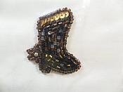 Self Adhesive Boot Sequin Applique Beaded Patch Motif Sewing Crafts Supplies 1.75" (LC1694)