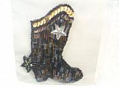 Self Adhesive Boot Sequin Applique Beaded Patch Motif Sewing Crafts Supplies 3.5" (LC1693)