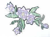 Floral Embroidered Applique Lavender Crafting Motif Clothing Patch 8" GB722