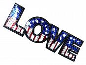 Love Applique Sequin Patriotic Red White Blue Iron On Craft Patch 9.25" GB703-pat