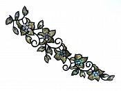 Floral Embroidered Applique Sequin Metallic Gold Black Dance Costume Craft Patch 11" GB723