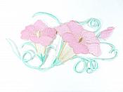 Floral Embroidered Applique Pink Mint Green Vine Dance Costume 7.5" GB698