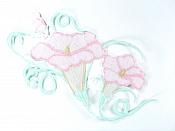 Floral Embroidered Applique Pink Mint Green Vine Dance Costume 7.5" GB698