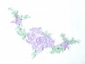 Floral Embroidered Applique Lavender Dance Costume Craft Patch 4.75" GB700
