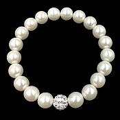 Stretchy Bracelet Pearls With Single Crystal Sparkling Bead Fashion Costume Jewelry JW65